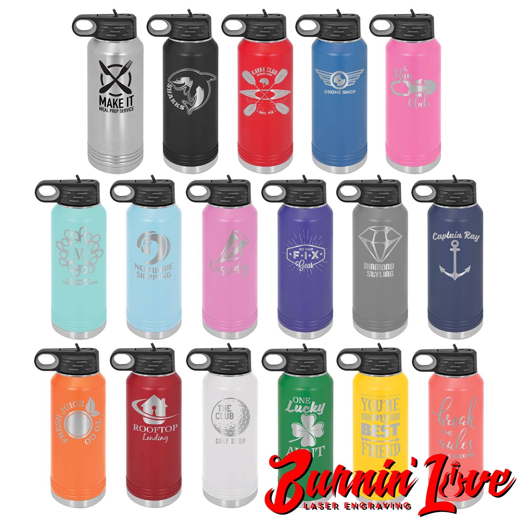 32oz Burnin' Love Laser Engraving Water Bottles - Create your own! – 901  Promo + Burnin' Love Laser Engraving