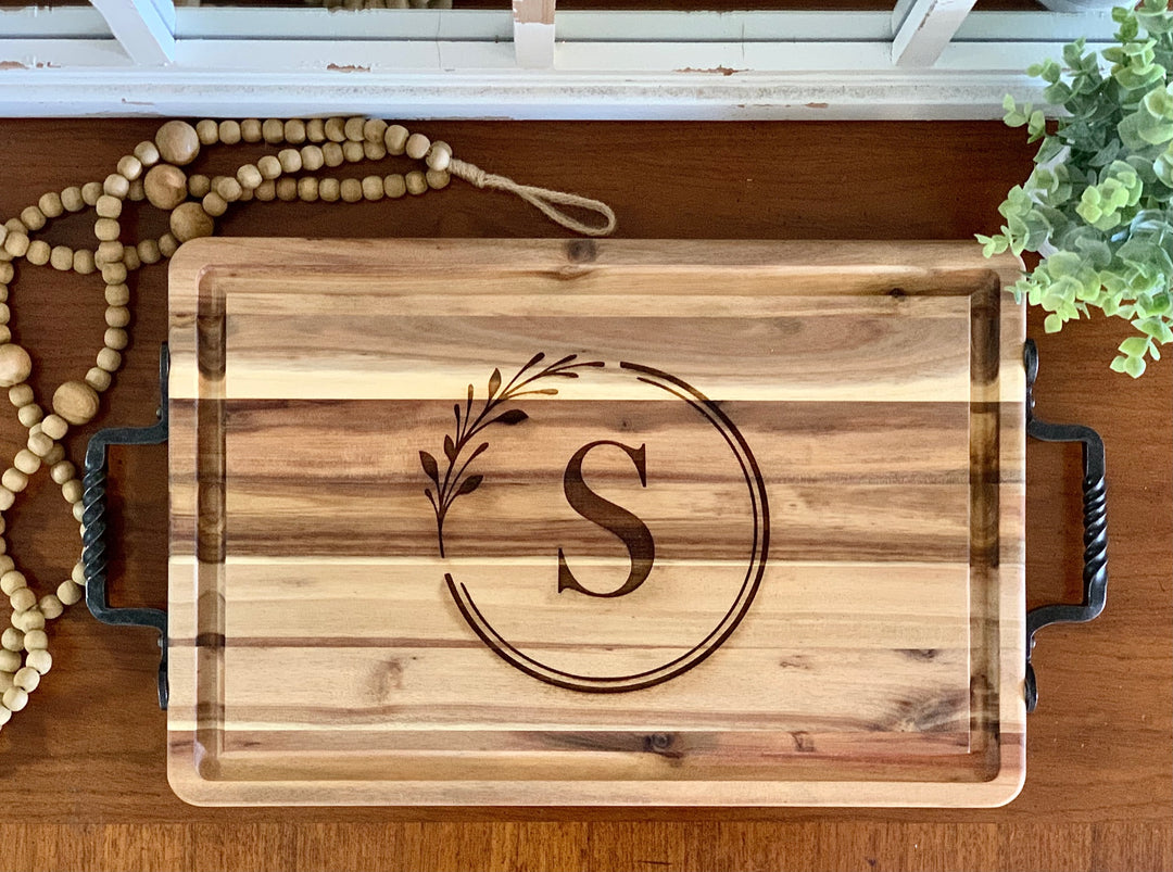 Personalized Serving Tray, Custom Serving Tray With Golden Handle, Acacia  Wood Tray, Wedding Gift, Housewarming Gifts, Christmas Gift -  Singapore